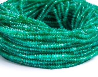 Green Agate Gemstone Grade AAA Faceted Rondelle 3x2mm Loose Beads