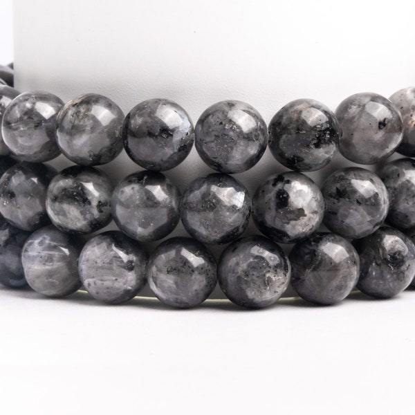 Natural Black Labradorite Larvikite Gemstone Grade A Round 4mm 6mm 8mm 10mm 12mm  Loose Beads