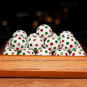 16MM Red & Green Bubblegum White Wooden Beads 5 Pcs Bubblegum Beads Xmas Beads