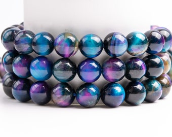 Cat Eye Aurora Tiger Eye Gemstone Grade AAA Round 6mm 8mm 10mm 11-12mm Loose Beads