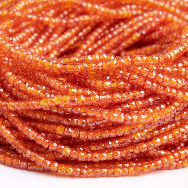 Orange Red Cubic Zirconia Gemstone Grade AAA Faceted Rondelle 3x2mm Loose Beads