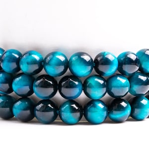 Blue Green Tiger Eye Gemstone Grade AAA Round 4mm 6mm 8mm 10mm Loose Beads