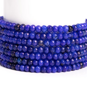 Lapis Lazuli Blue Jade Gemstone Grade AAA Faceted Rondelle 4x3mm Loose Beads