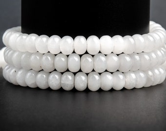 Natural White Jade Gemstone Grade AAA Rondelle 6x4mm 8x5mm Loose Beads