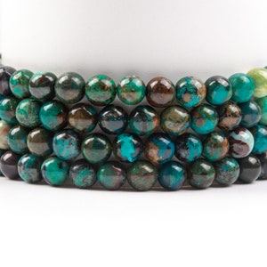 Natural Green Chrysocolla Gemstone Grade A Round 6mm Loose Beads