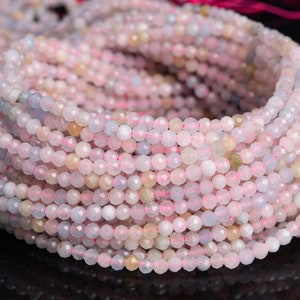 Natural Rainbow Beryl Morganite Aquamarine Gemstone Grade AAA Faceted Round 3mm Loose Beads