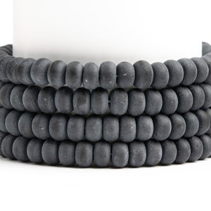 Natural Matte Black Obsidian Gemstone Grade A Rondelle 6x3mm 8x5mm Loose Beads