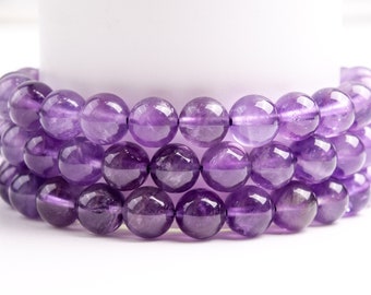Natural Purple Amethyst Gemstone Grade AAA Round 4mm 6mm 7-8mm 10mm 11-12mm Loose Beads