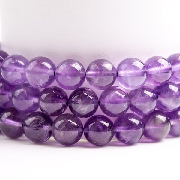 Natural Purple Amethyst Gemstone Grade AAA Round 4mm 6mm 8mm 10mm 11-12mm Loose Beads