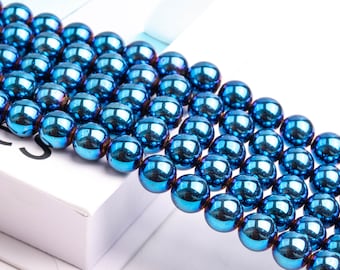 Blue Hematite Gemstone Grade AAA Round 3mm 4mm 6mm 8mm 10mm 12mm Loose Beads