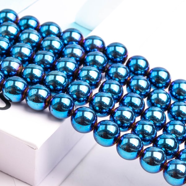 Blue Hematite Gemstone Grade AAA Round 3mm 4mm 6mm 8mm 10mm 11-12mm Loose Beads
