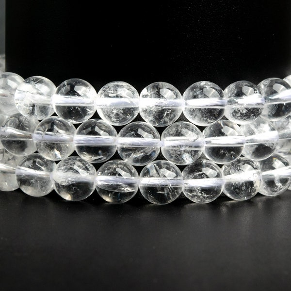 Natural Clear Crystal Quartz Gemstone Grade AA Round 4mm 6mm 7-8mm 10mm 12mm 14mm 16mm Loose Beads