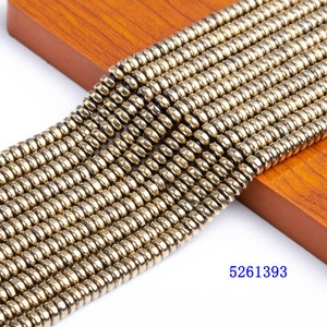Gold Hematite Gemstone Grade AAA Rondelle 4x2mm Loose Beads