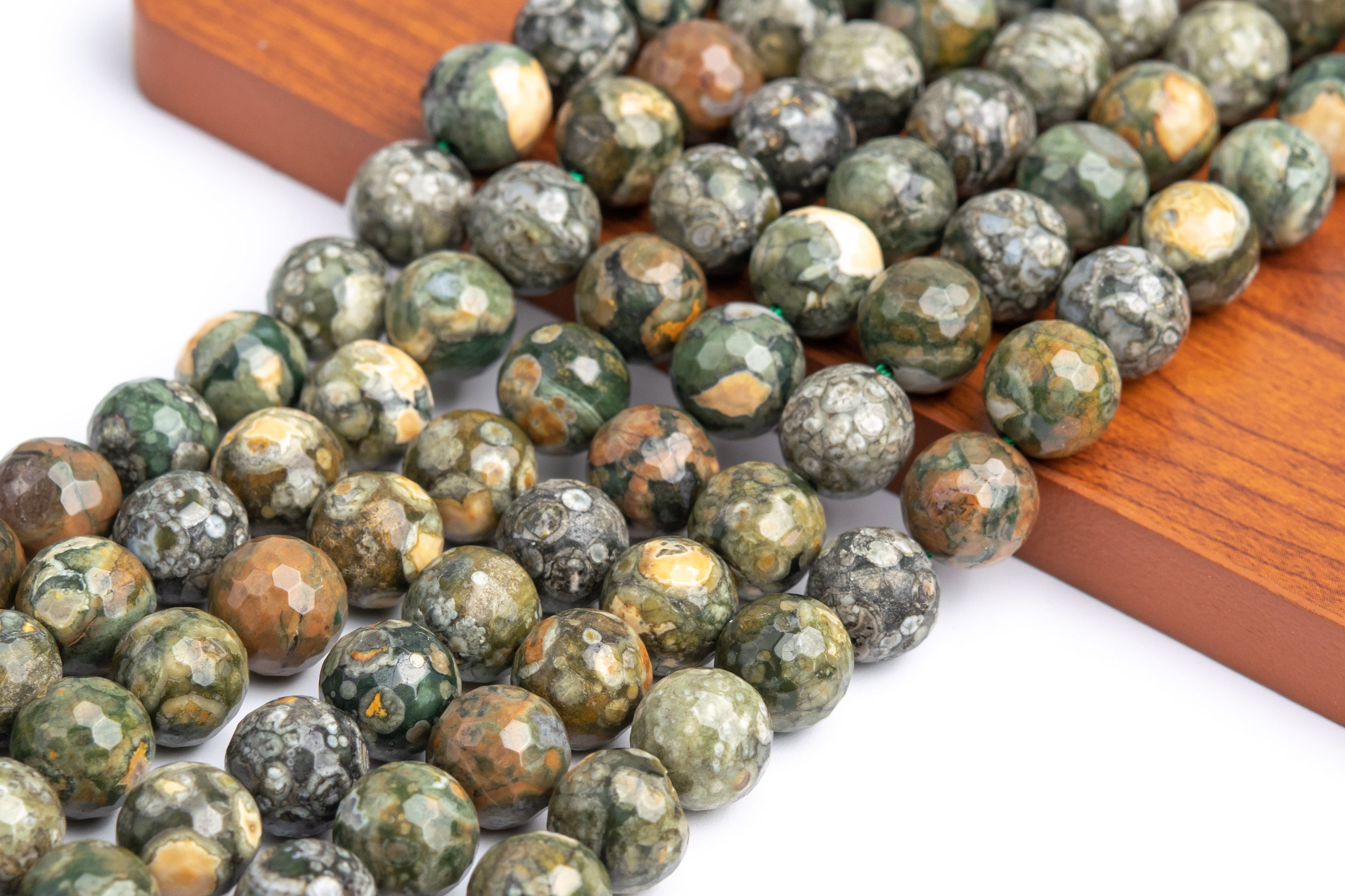Round Pink Rhyolite Natural Rainforest Rhyolite Gemstone Grade AA Micro Faceted Round 6mm ...