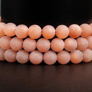 Natural Matte Orange Peach Jade Gemstone Grade AAA Round 6-7mm 8-9mm 10-11mm 12mm Loose Beads
