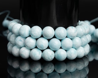 Natural Aqua Blue Hemimorphite Gemstone Grade AAAAA Round 6mm 8mm 10mm 12mm Loose Beads