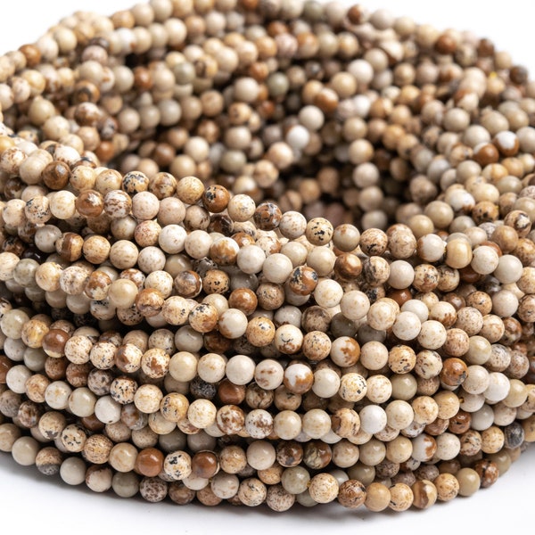 Natural Brown Picture Jasper Gemstone Grade AAA Round 3mm Loose Beads