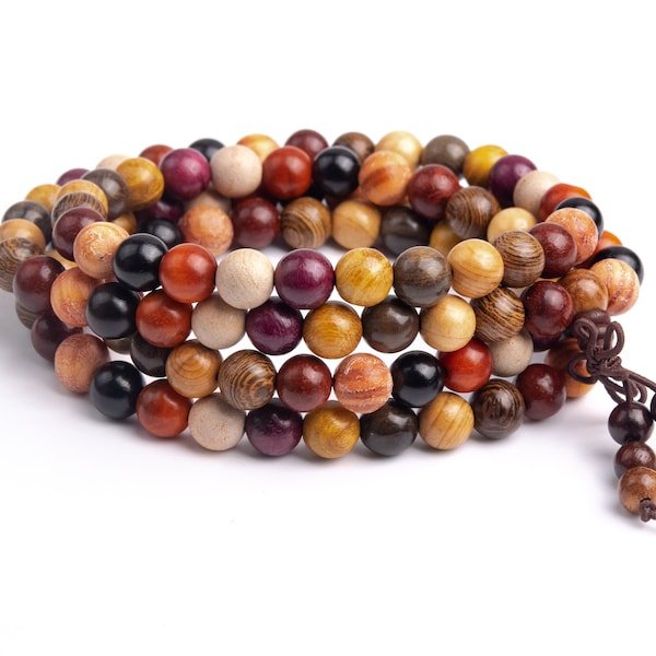 Natural Wood Multicolor Mix Wood Gemstone Grade Round 8mm Loose Beads