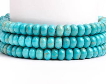 Blue Turquoise Gemstone Grade AAA Rondelle 6x4mm 8x5mm Loose Beads