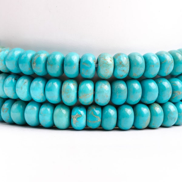 Blue Turquoise Gemstone Grade AAA Rondelle 6x4mm 8x5mm Loose Beads