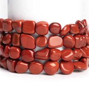 Natural Red Jasper Gemstone Grade AAA Pebble Nugget 7-9mm Loose Beads