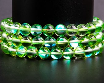 Cristallo Aurora Opaco Perline Di Vetro Pietra Gemma 8MM Rosa Glitter Smerigliato Sirena Brillante Perline Rotonde Sciolto Pietra Di Luna Smerigliato Per La Fabbricazione Di Gioielli - Foto 5