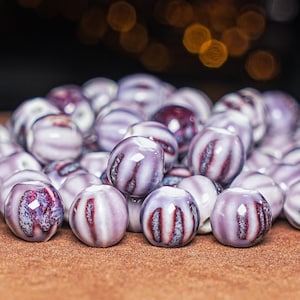 10 szt. 11 mm fioletowe paski ceramiczne koraliki dyniowe koraliki do tworzenia biżuterii DIY bransoletki