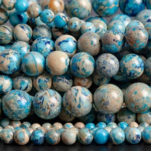 Sky Blue Sea Sediment Imperial Jasper Gemstone Grade AAA Round 4mm 6mm 8mm 10mm 12mm Loose Beads