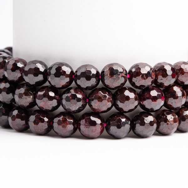 Natural Wine Red Garnet Gemstone Grade A+ Micro Faceted Round 6mm 7-8mm 10-11mm 12mm Loose Beads