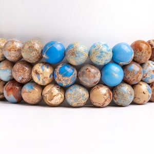 Icy Blue Sea Sediment Imperial Jasper Gemstone Grade AAA Round 8mm Loose Beads
