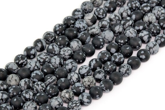 6MM CRISTOBALITE SNOWFLAKE OBSIDIAN GEMSTONE BLACK WHITE ROUND LOOSE BEADS 15.5/"