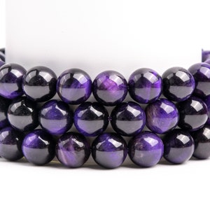 Purple Tiger Eye Gemstone Grade AA Round 6mm 8mm 10mm 12mm Loose Beads