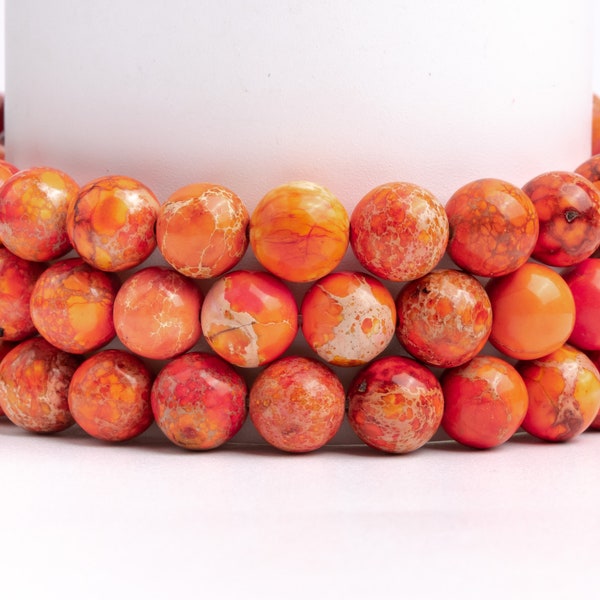 Red Orange Sea Sediment Imperial Jasper Gemstone Grade AAA Round 4mm 6mm 8mm 10mm 12mm Loose Beads