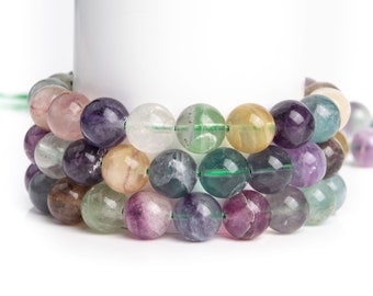 Natural Multicolor Fluorite Gemstone Grade AA Round 6mm 8-9mm 10-11mm  11-12mm Loose Beads