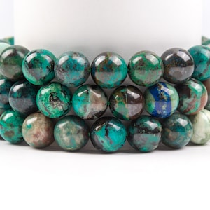 Natural Green Chrysocolla Gemstone Grade A Round 10mm Loose Beads