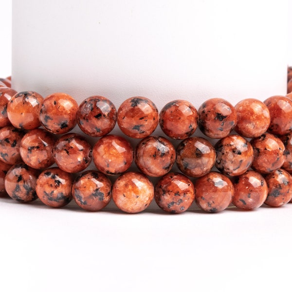 Perlas de jade de color rojo anaranjado profundo AAA round 8mm Loose Beads