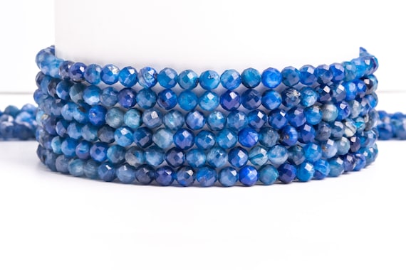 5/10 Bulk Natural Blue Kyanite Gemstone Grade A+ Faceted Round 4mm Loose Beads