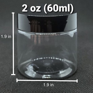 BPA FREE 1oz, 2oz Jars, Set of 12, High Quality, Clear Plastic Containers, Cream Container, Glitter pot, Slime