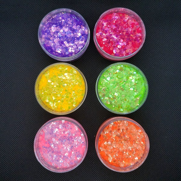 Fruit "Punch" Chunky Glitter Mix, Neon, Confetti, Nail Deco, Resin Fillers, Gold, Iridescent