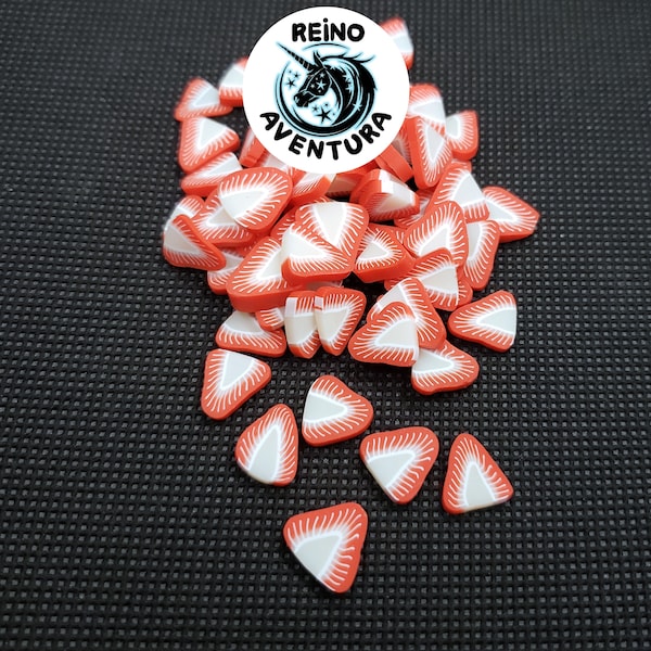 10mm Strawberry Slices, Fimo Slices, Embellishments, Nail Deco, For Resin,Slime Fillers, Craft Miniatures, Valentines