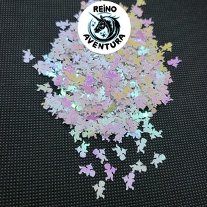 White Cupid, Sequin Shapes, 9mm, Color Shifting, Iridescent Glitter, Chunky, Valentines, Be Mine