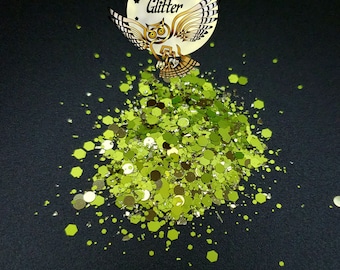 The Grinch Satin/Metallic Chunky Mix, Glitter, Nail Deco, Resin Fillers, For Tumblers, Golden