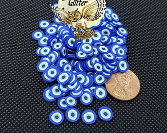 Blue Evil Eye 5mm, New Design, Fimo Slices, Clay Sprinkles, Embellishments, Nail Deco, Resin Fillers, Craft Miniatures, Dollhouse, Halloween