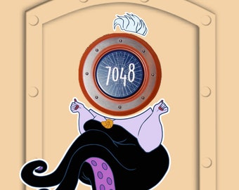 Disney Cruise Door Magnets Villain Ursula magnet from Little Mermaid die cut magnet will stick right to door