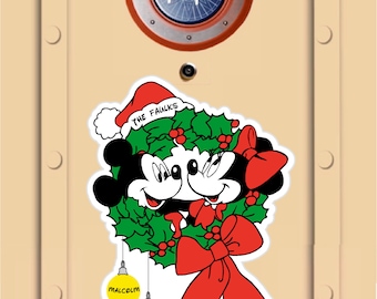 Disney Cruise Christmas Door Wreath Magnet with personalized ornaments for family. This is not paper!