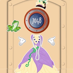 Disney Cruise Door Magnets Tiana Mardi Gras Princess and the frog Neveen Real Magnets Stick right to door, no laminated paper