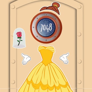Disney Cruise Door Magnets Belle Disney Princess Beauty and the Beast with Rose Real Magnets Stick right to door, no laminated paper