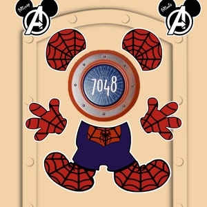 Disney Cruise Door Spiderman Magnets Mickey Mouse with customized little Mickeys Die Cut Magnets