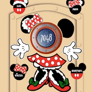 Disney Cruise Door Christmas Magnets Minnie Mouse (not just laminated paper) with personalized Mickey and Minnie magnets for family