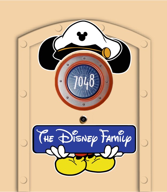 Disney Cruise Door Magnets Captain Mickey Mouse with ears and Custom name  banner (Real Magnets, not paper)